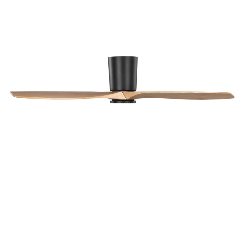 Seyra Smart Hugger LED Ceiling Fan, Natural Honey, Midnight Black, 52" Wide