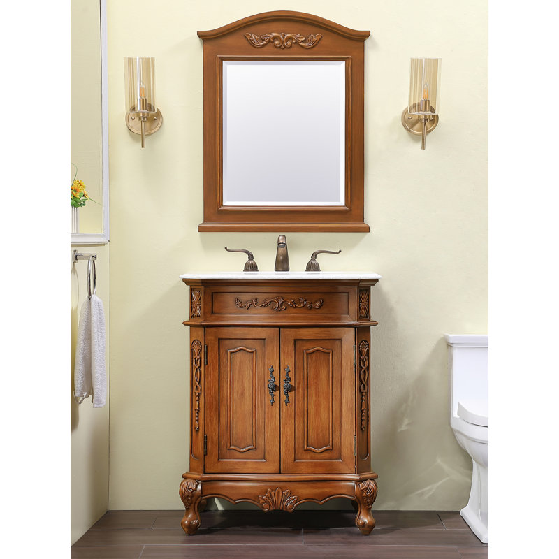 Ensemble de meuble-lavabo simple 27 po Burnet, Teck, Blanc pur