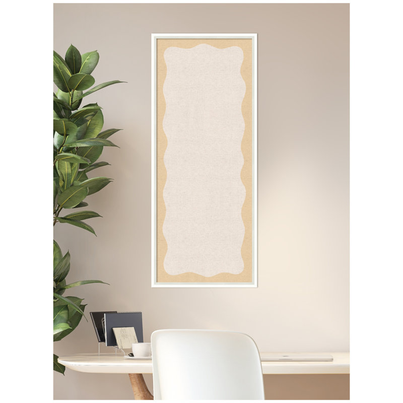 Tableau d'affichage en lin encadré en tissu, Jaune/beige, H 41 po x l 17 po x P 1,75 po, Lucie White