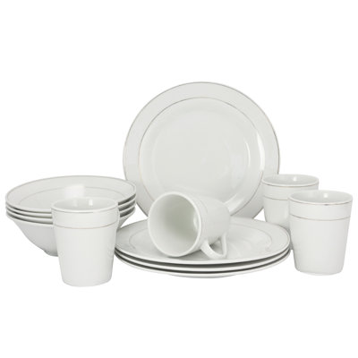 Sherly Porcelain China Dinnerware Set 12 Piece - Service for 4