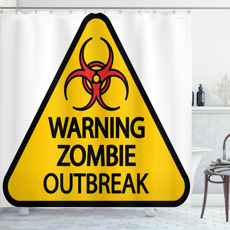 Ensemble de rideau de douche et crochets zombie, H 75 po x l 69 po
