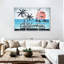 «Tropical Beach Retro California Sign», ensemble de 3 impressions sur toile par Retro Revival-93058038
