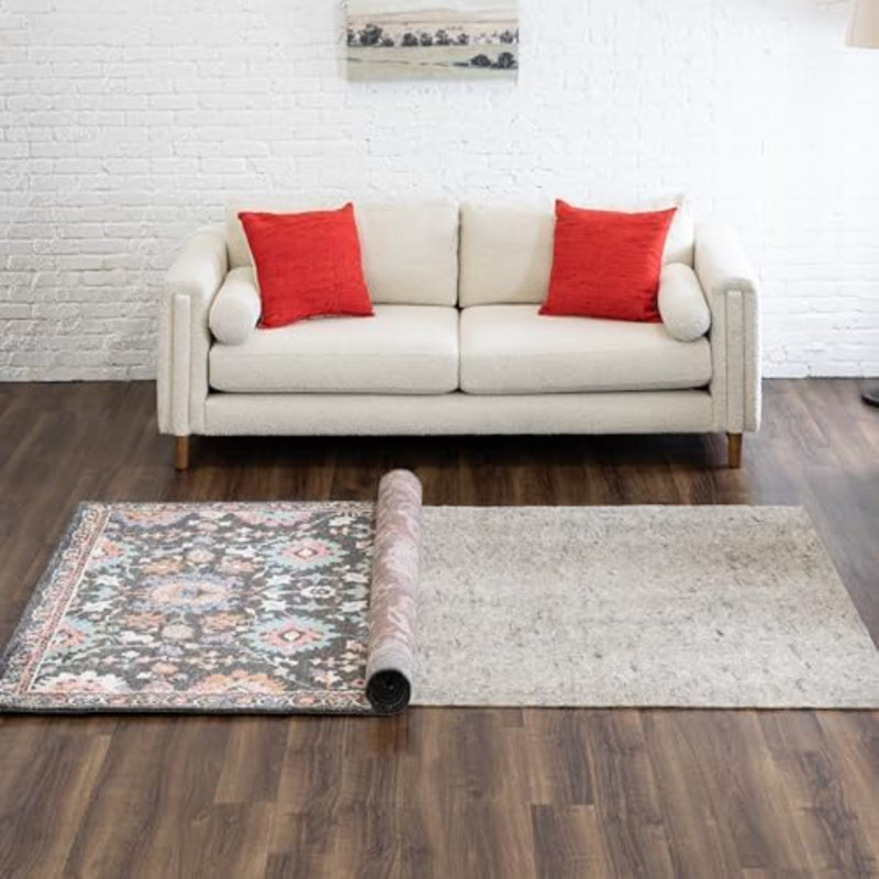 Coussin de tapis antidérapant 2 pi 6 po x 8 pi avec coussin antidérapant à double surface de 1/4 po + pince en caoutchouc - Sécuritaire pour tous les planchers
