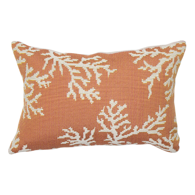  Polyester Throw Indoor/Outdoor Pillow Cover and Insert, Orange/Ivory
