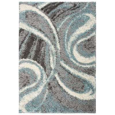 Farmerville Abstract Blue/Gray/Ivory Shag Area Rug