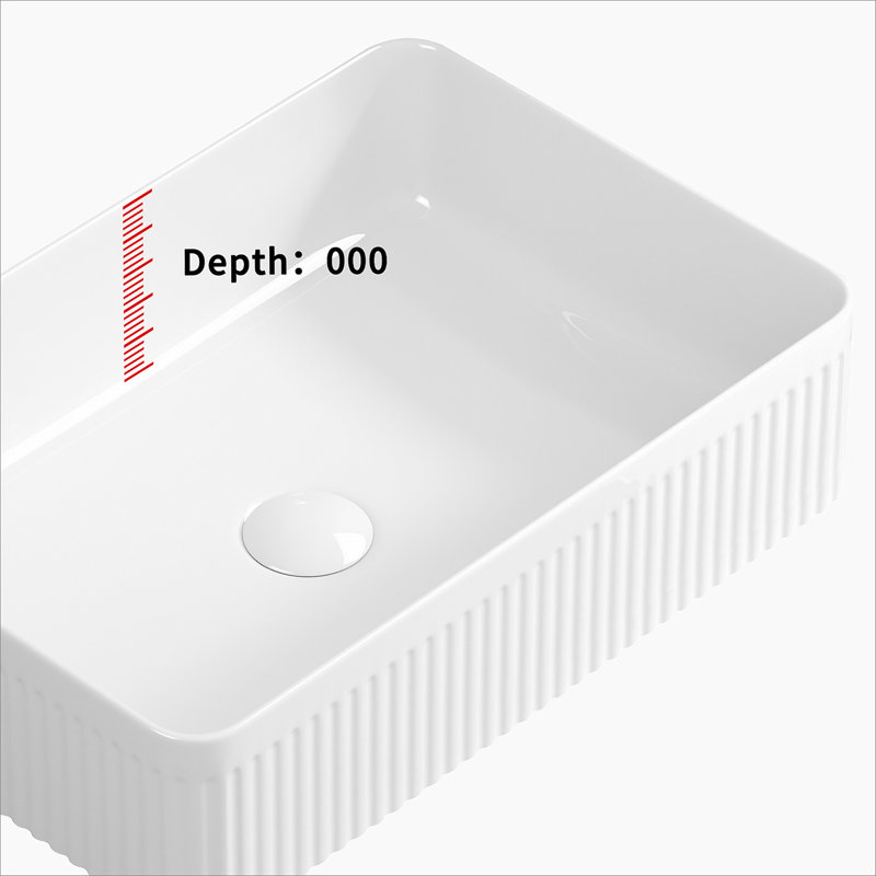 Lavabo vasque rectangulaire au-dessus du comptoir en porcelaine blanche en céramique moderne