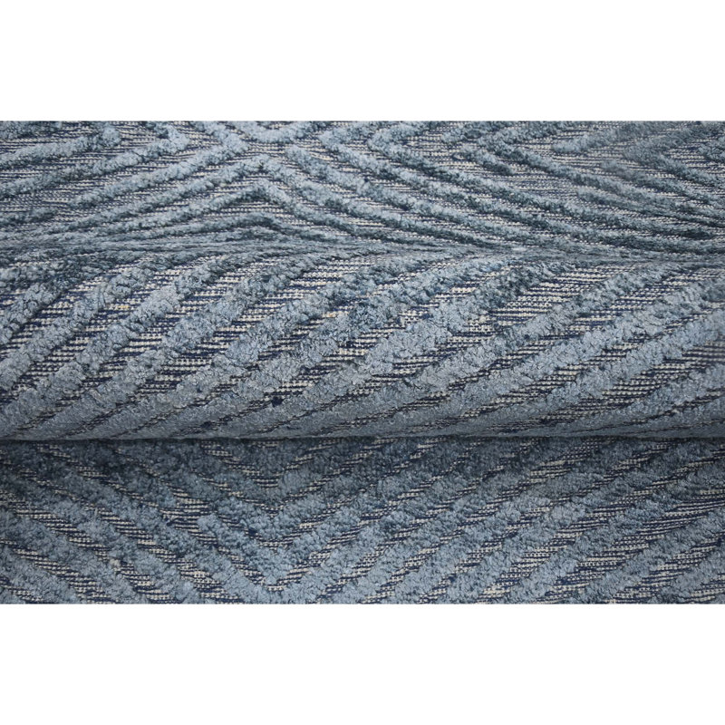 Geometric Area Rug in Blue/Gray, Rectangle 6' x 9'