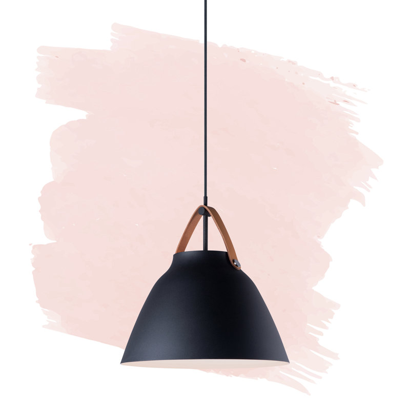 Luminaire suspendu en forme de dôme 1 lumière Gianni, Cuir brun clair / noir, H 17,75 po x l 19 po x P 19 po