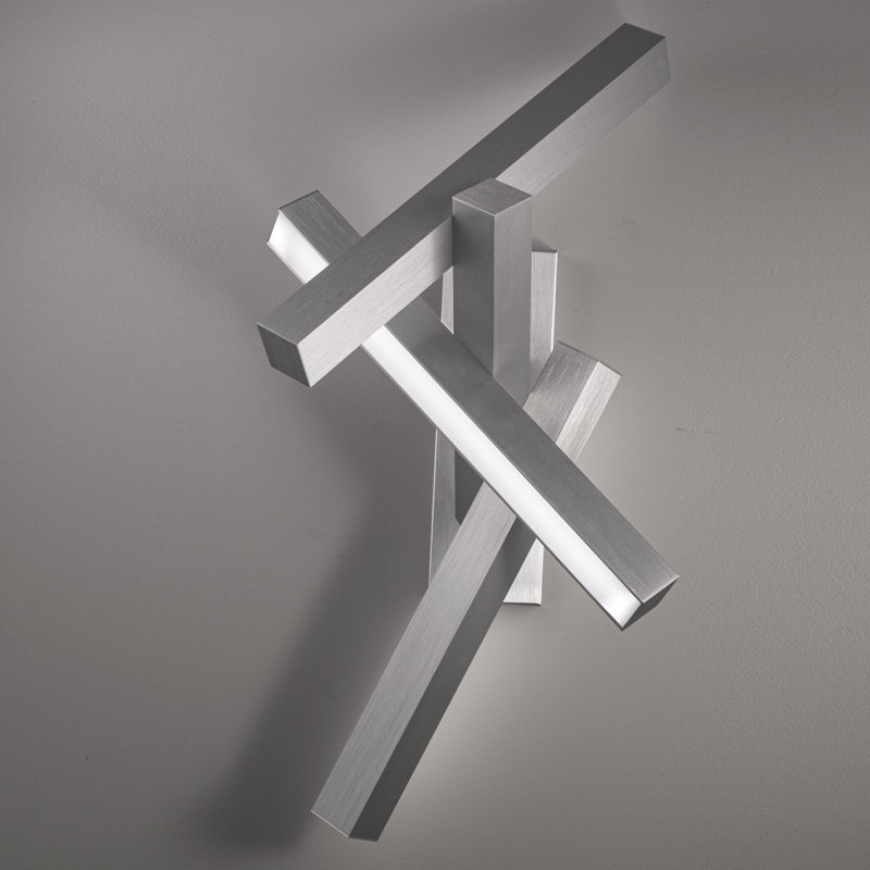 Chaos Aluminum LED Flush Mounted Sconce, Brushed Aluminum