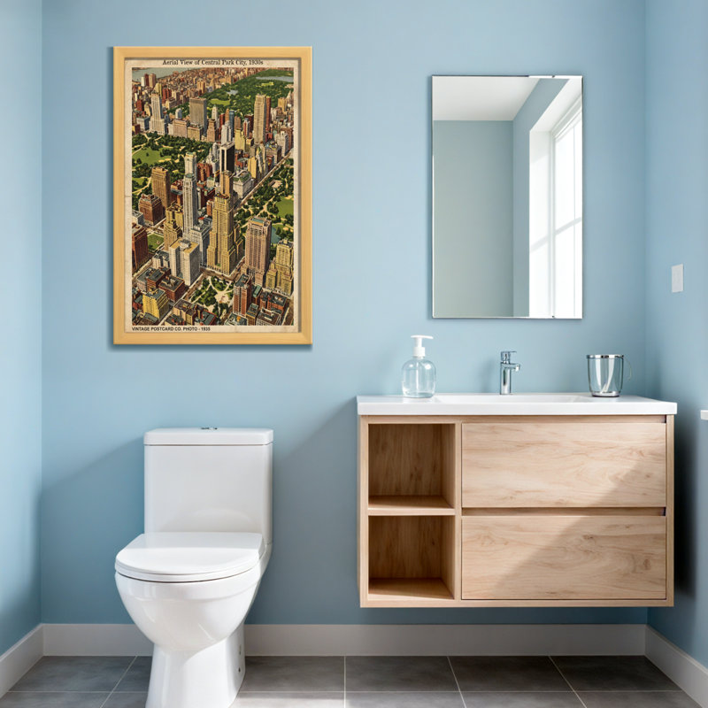 Vue panoramique de paysages urbains et de paysages urbains de Central Park City des années 30, H 16 po x l 24 po