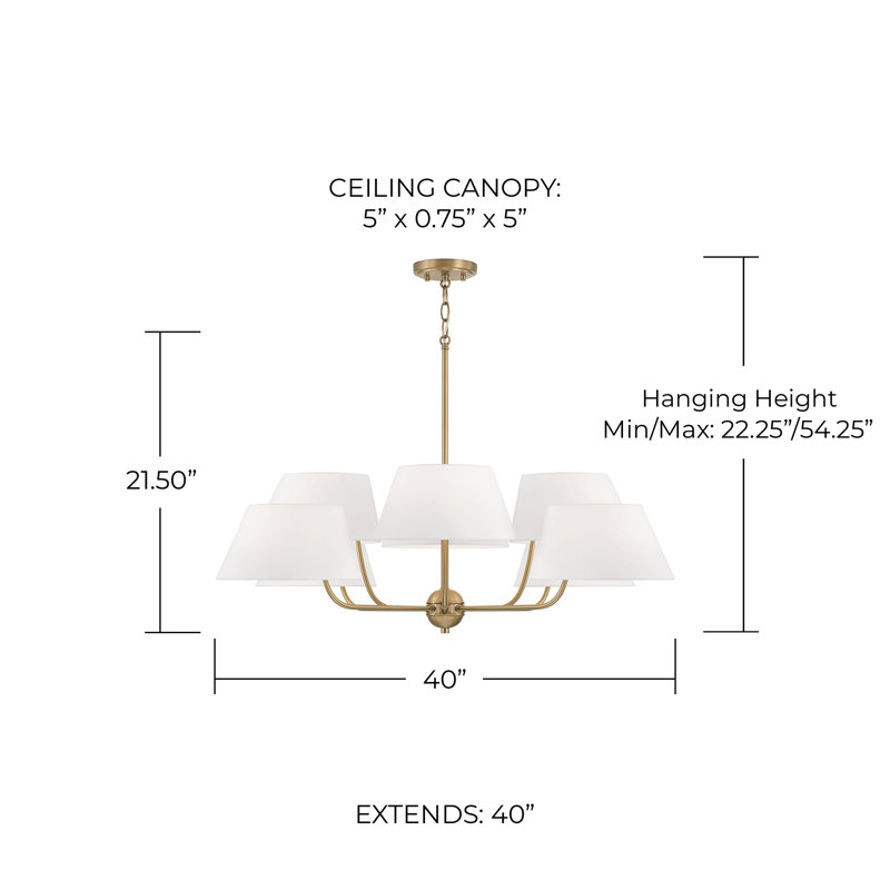 Arielle Dimmable Classic / Traditional Chandelier, 21.5" H x 40" W