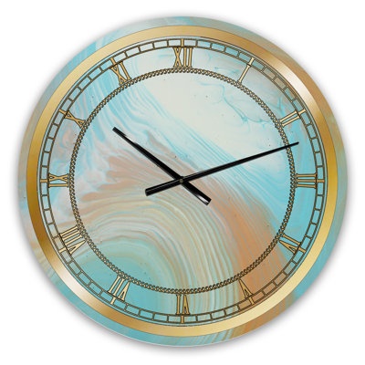 Horloge murale turquoise - or turquoise et marbre bleu