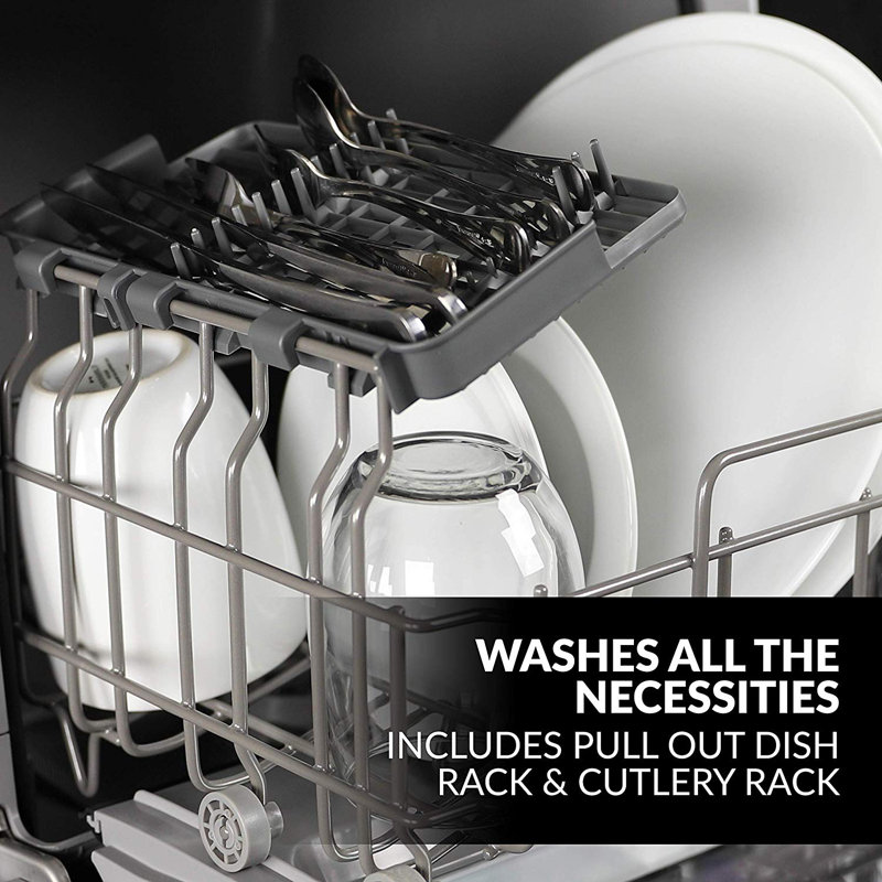 Compact White Portable Countertop Dishwasher with Built-In Water Tank