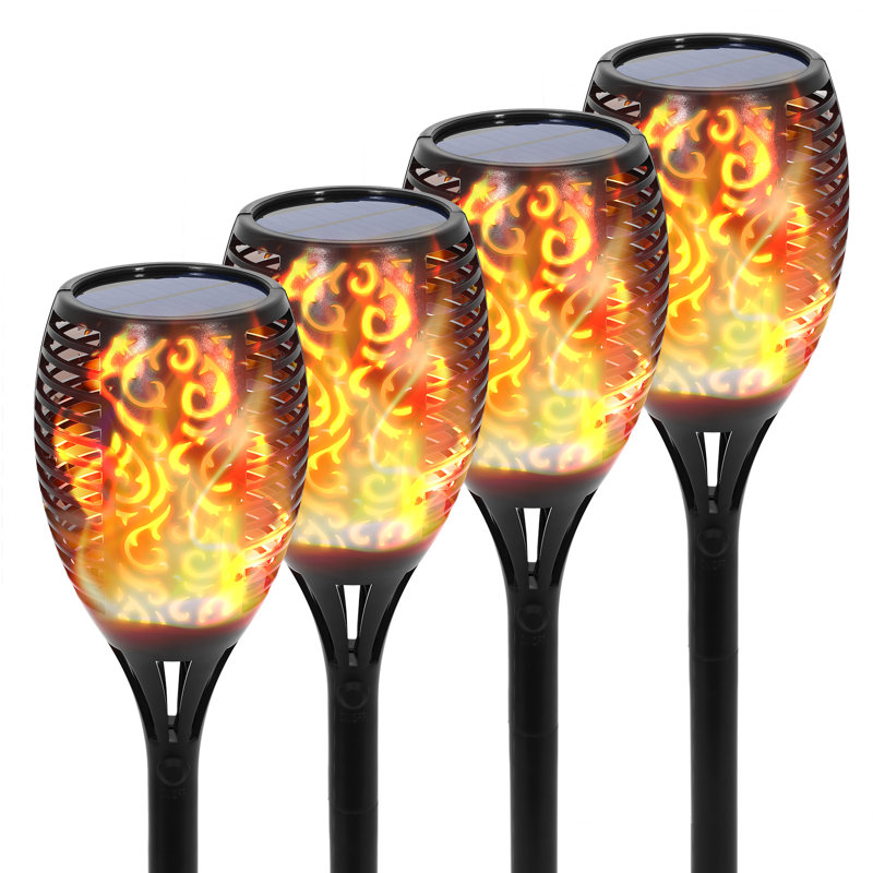 4PCS Solar Torch Lights Outdoor, 43 inch 96 LED, Waterproof Landscape Garden Pathway Light with Vivid Dancing Flickering Flames