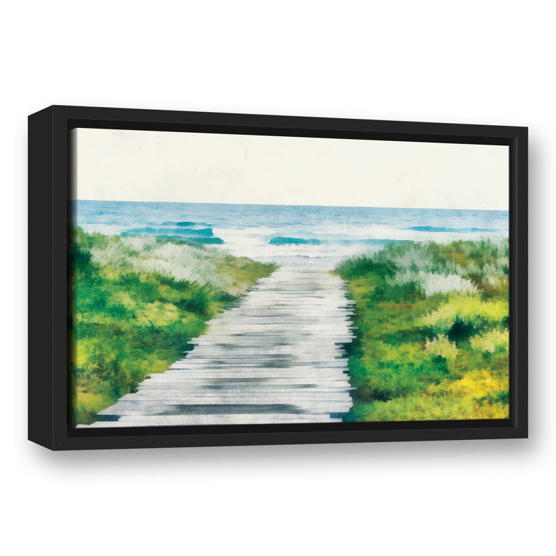 «Beach Path Coastal Landscape», reproduction sur toile tendue, H 12 po x l 18 po, Cadre noir