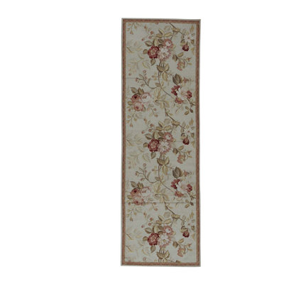 Tapis gris / vert / vin noué à la main de haute qualité