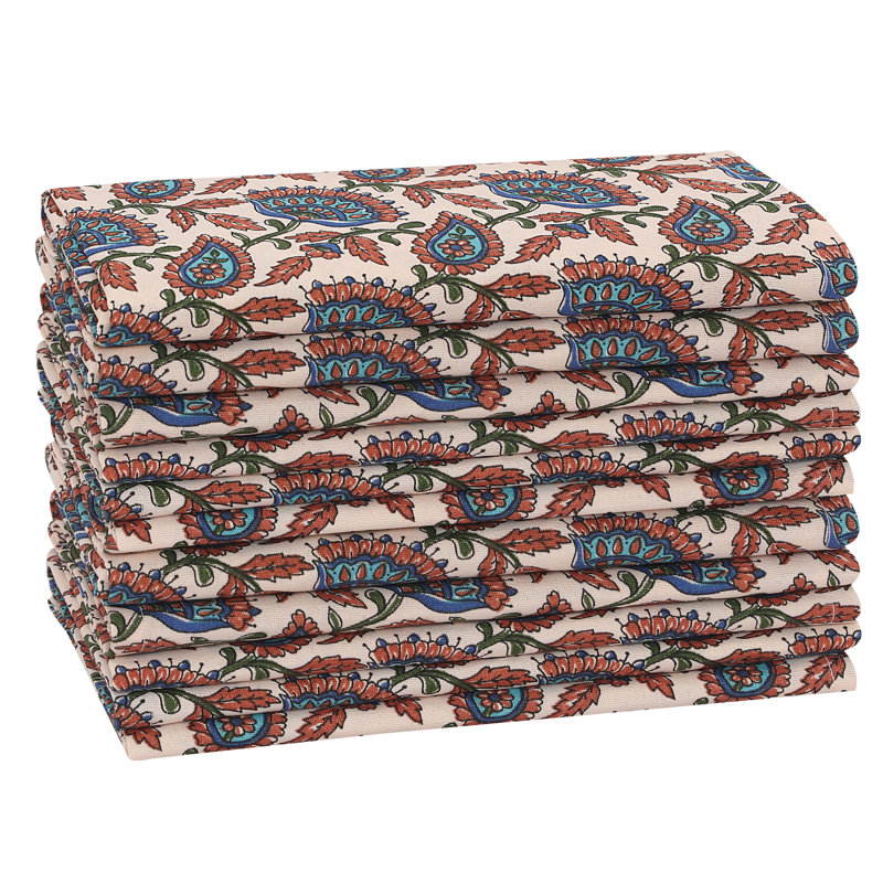 Serviette carrée en polyester, 12, Rose / Bleu
