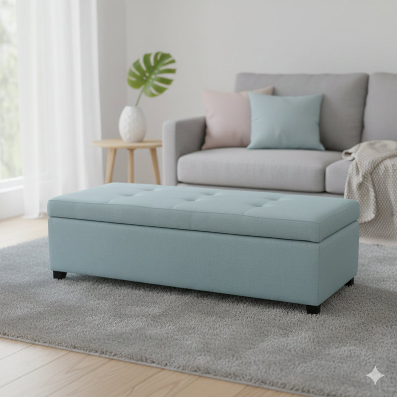 Repose-pieds de 50 po avec repose-pieds rectangulaire contemporain pour le salon, le vestibule et la salle familiale