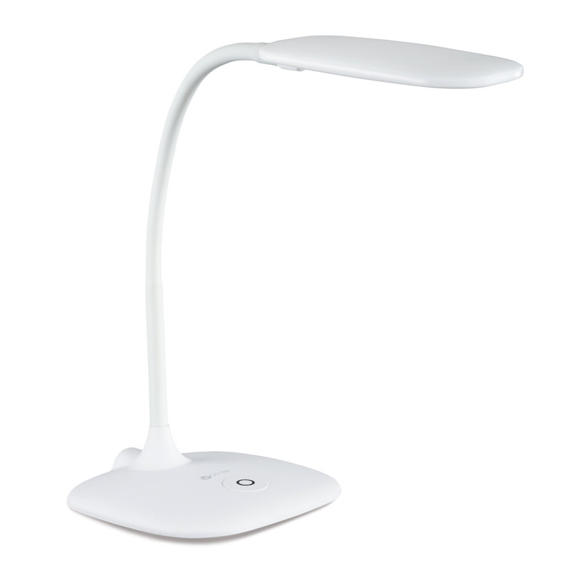 Lampe de bureau à DEL OttLite Soft Touch 3 réglages de luminosité réglables pour le cou et les commandes tactiles, Blanc