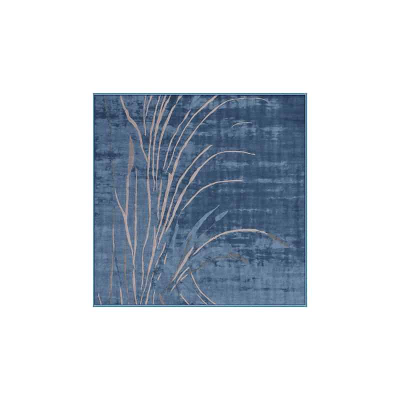 Machine Washable Blue Area Rug, Square 6'