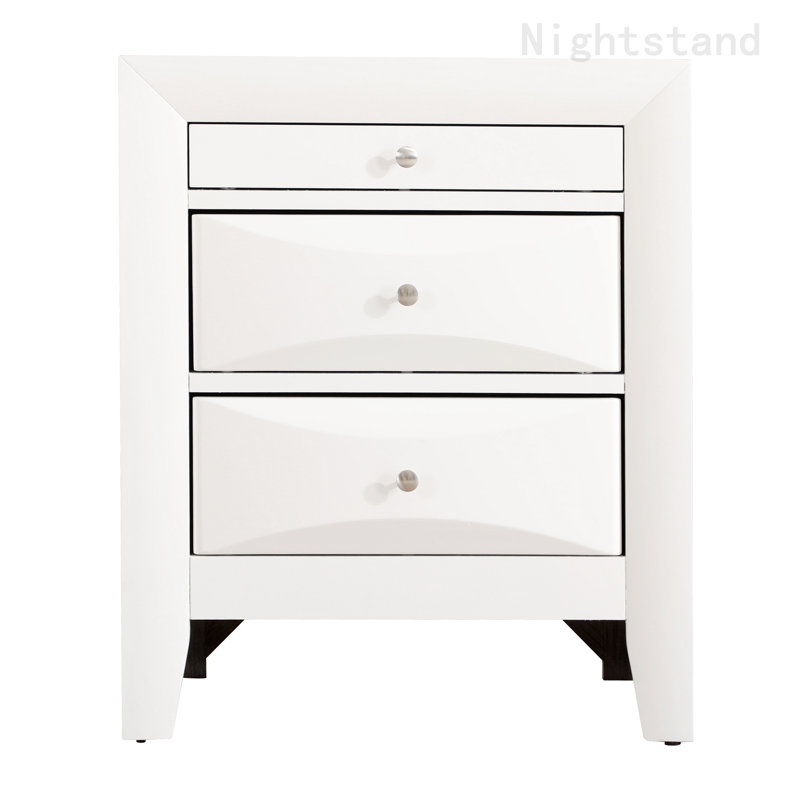 Table de chevet moderne, table de chevet d'intérieur avec tiroirs de rangement, Blanc