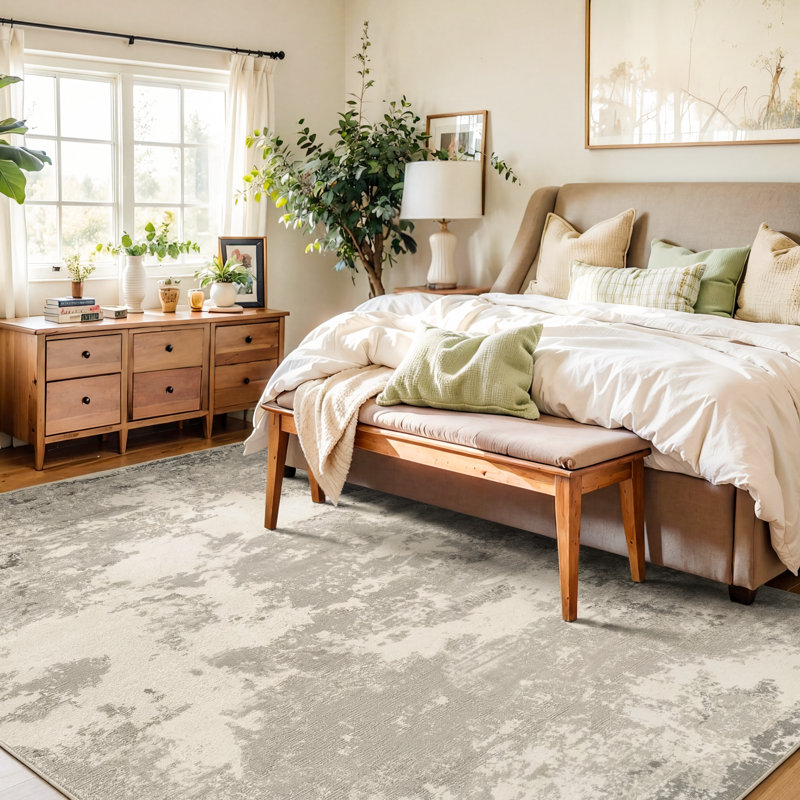 Abstract Grey Area Rug, Rectangle 240 x 300 cm
