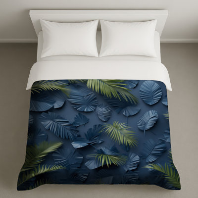 Blue Green Palm Leaves Duvet Covers