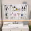 Armoire de rangement pour salle de bain, armoire à pharmacie murale moderne avec miroir à 3 couleurs, fonction de désembuage, 3 portes et compartiments cachés, installation facile