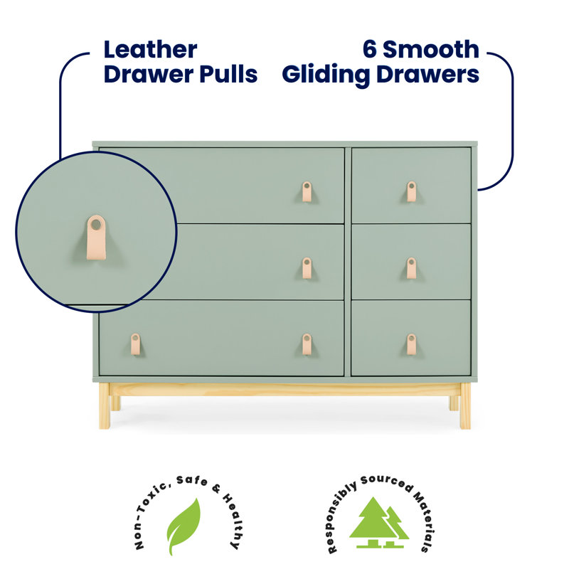 babygap legacy 3 drawer dresser with leather pulls By Delta Children 6 And Interlocking Drawers, Sage Green/Natural lastsyncdatetime_1788436388
