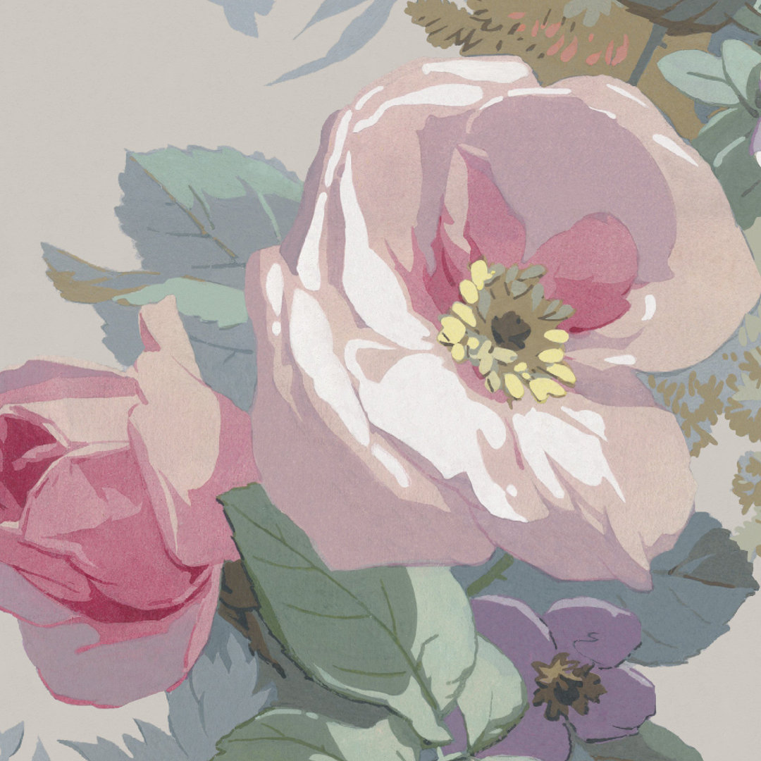 Classic Rose Stripe 34.45' L x 20.47" W Smooth Wallpaper Roll The Vintage Collection 