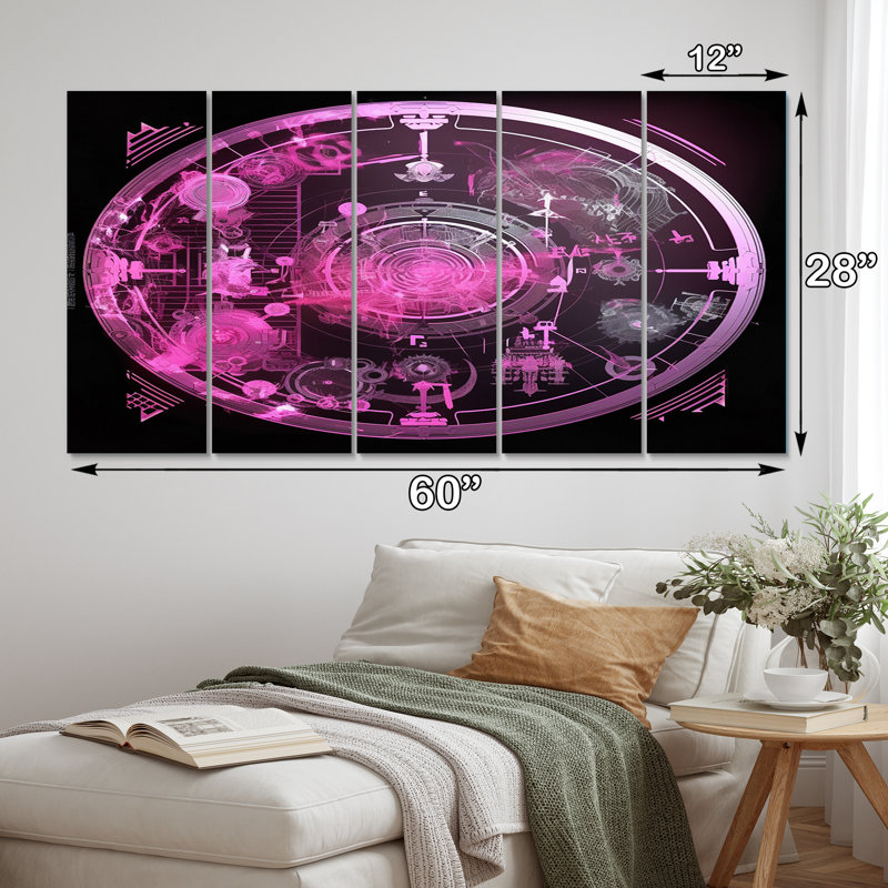 Troisième œil, cercle mystique chakra VI - décoration murale du Christianisme - 5 panneaux égaux