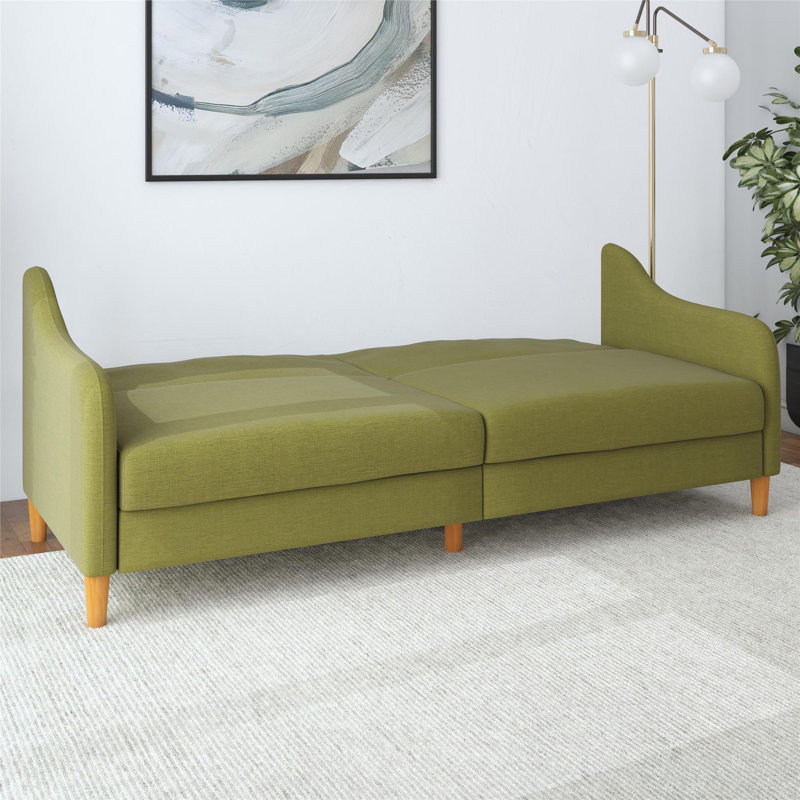 2 Seater Linen Blend Sleeper, Green Linen