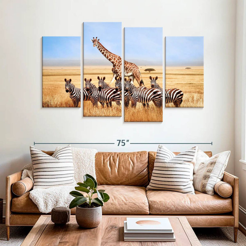 Zèbres et girafes d'Afrique, H 42 po x l 68 po