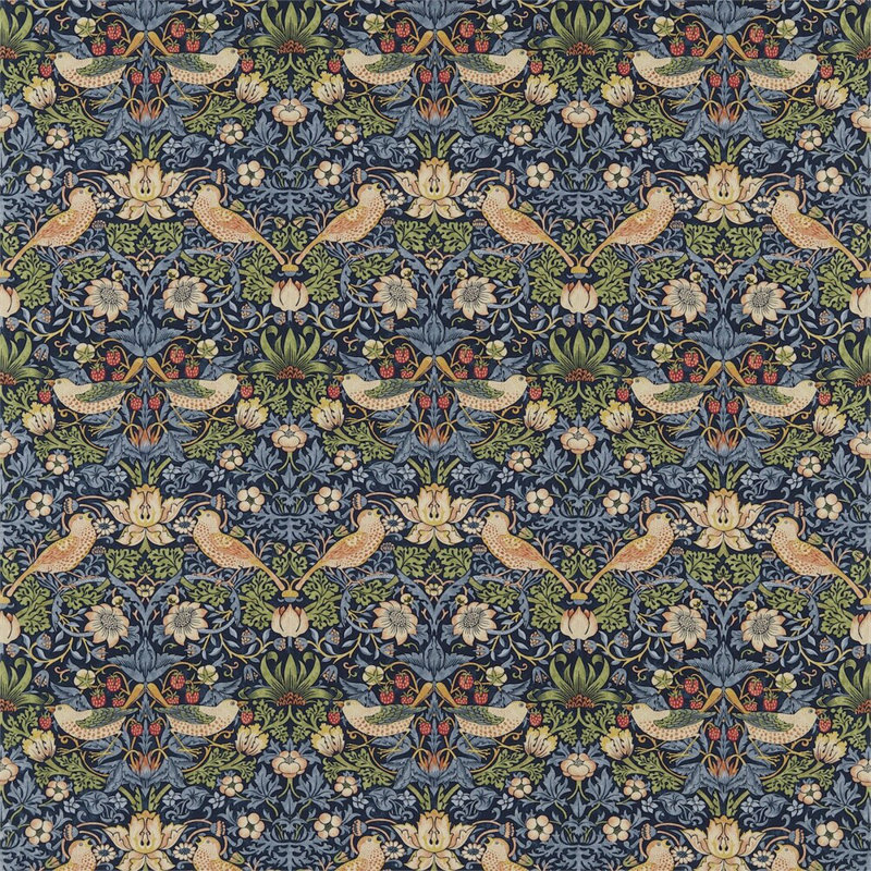 Strawberry Thief Fabric, Indigo/Mineral