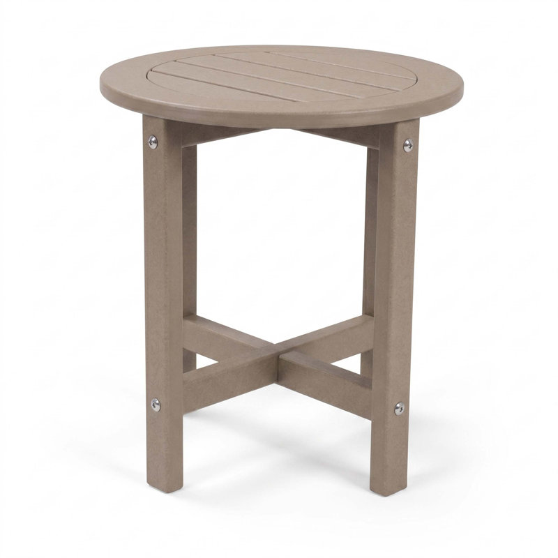 Table d'appoint antique en PEHD d'extérieur, table de bout de patio compacte toutes saisons pour les petits espaces et un usage quotidien