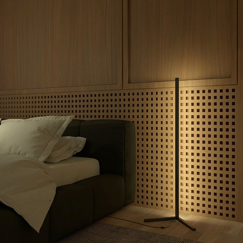 Hallur Corner Floor Lamp/Warm+ Cold White Dimmable, Black