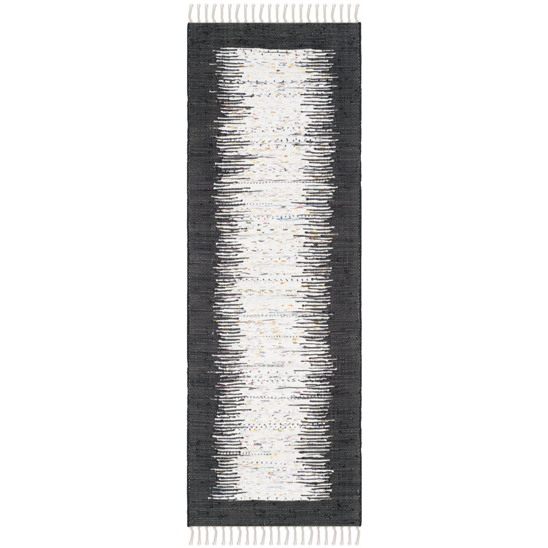 Tapis en coton tissé à la main Paynter, Tapis de couloir 2 pi 3 po x 7 pi