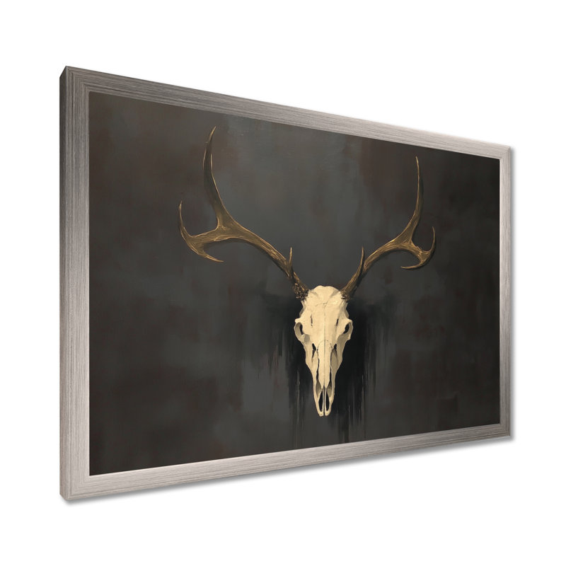 «White Antler Glow», art mural encadré de style gothique blanc, H 12 po x l 20 po, Picture Framed, Argent argent