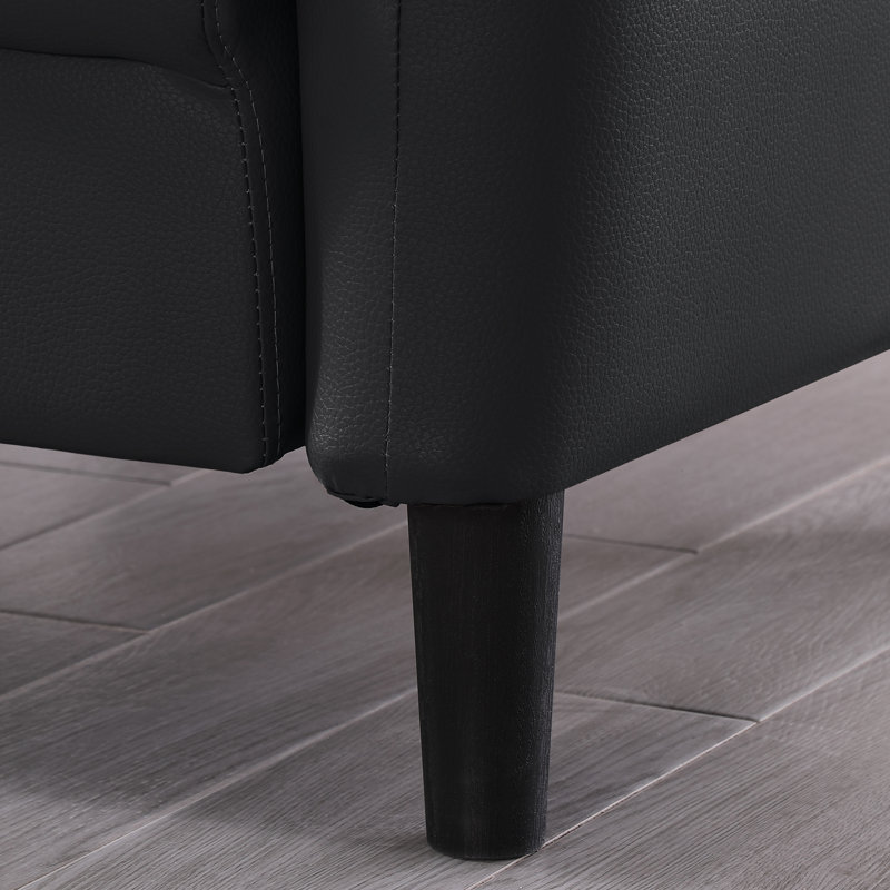 Delana 81'' Leather Sofa, Black