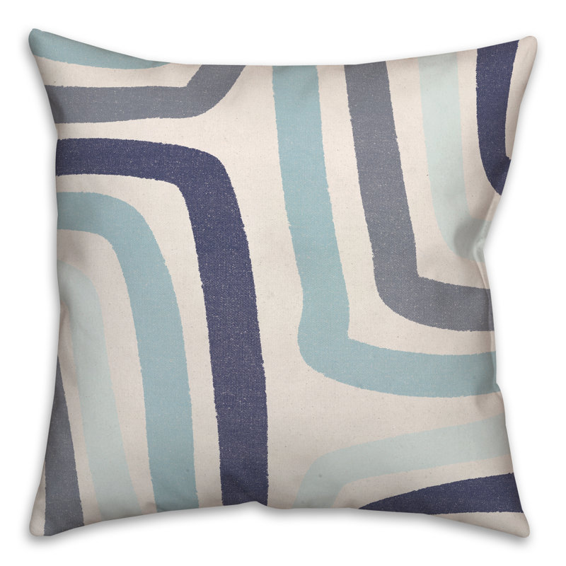 Coussin abstrait à rayures bleues abstraites
