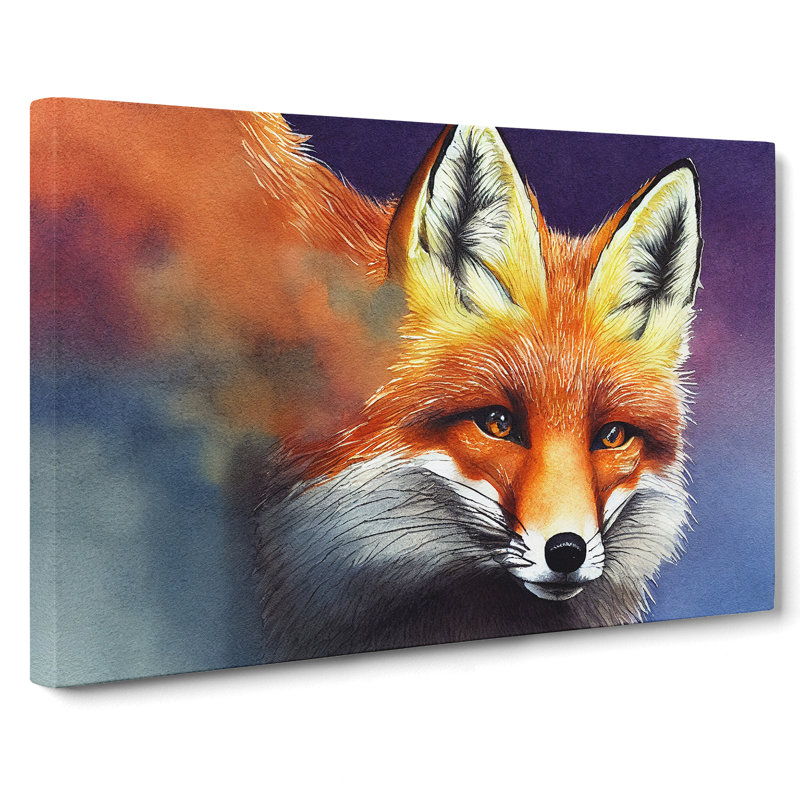 Fox Watercolour Vol.3 - Wrapped Canvas, 50cm H x 76cm W x 3cm D