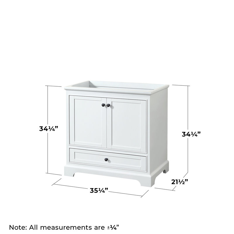 Base de meuble-lavabo de salle de bain simple 35" seulement Deborah, Blanc / noir mat