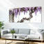Tableau sur toile tendue représentant une vigne de glycine violette et un treillis en bois (ensemble de 3)-1709710631