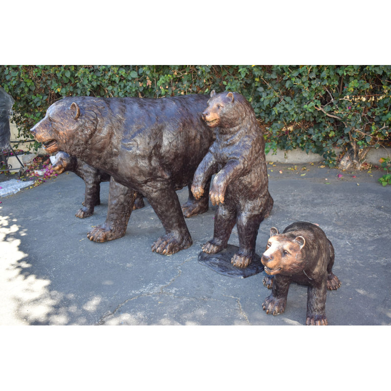 Statues de bronze grandeur nature avec ours en forme de maman et 3 petits 64 po x 26 po x H 43 po