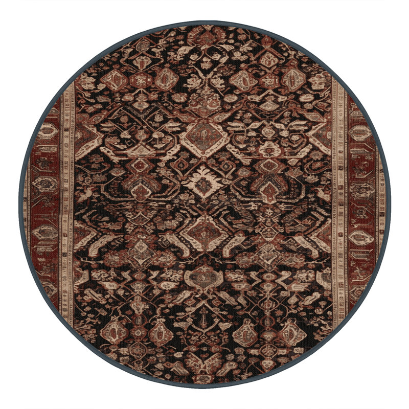 Tapis brun lavable à la machine, Rond 5 pi