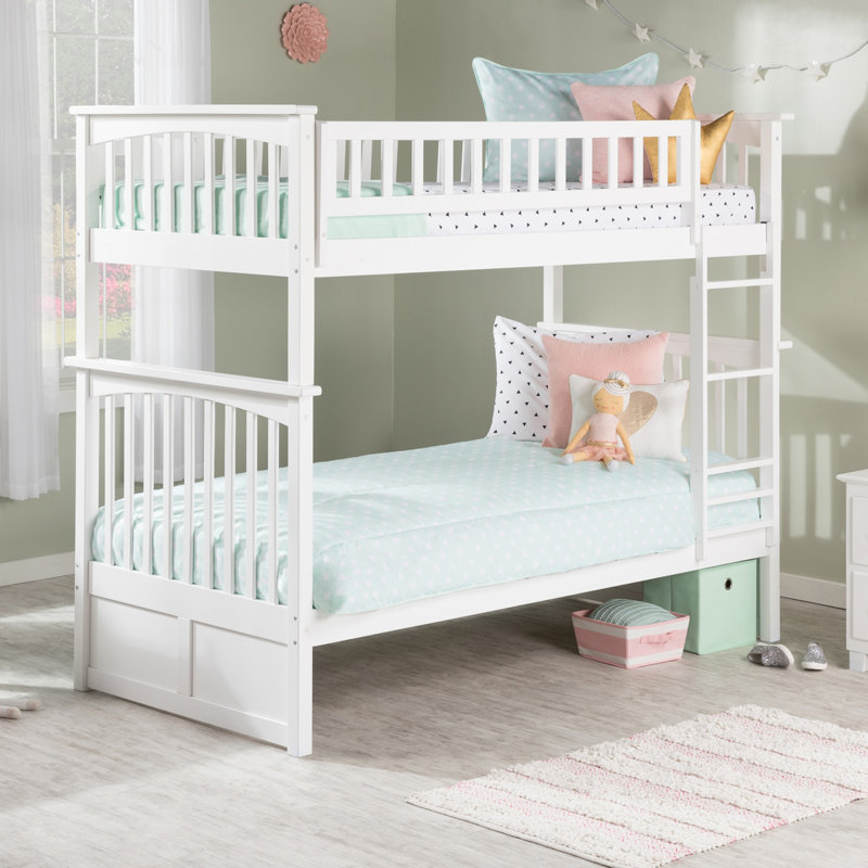  Flinn Solid Wood Bunk Bed, Twin over Twin, White