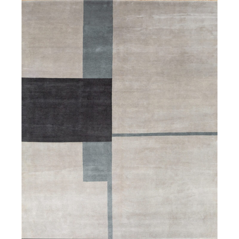 Tapis rectangulaire en laine noué à la main Modern Edit