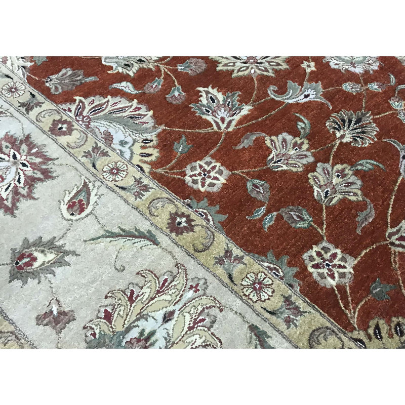 Tapis rouille et ivoire de haute qualité noué à la main