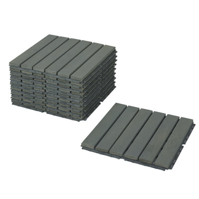Deck Tiles 12'' L x 12'' W Interlocking Deck (Green Gray)