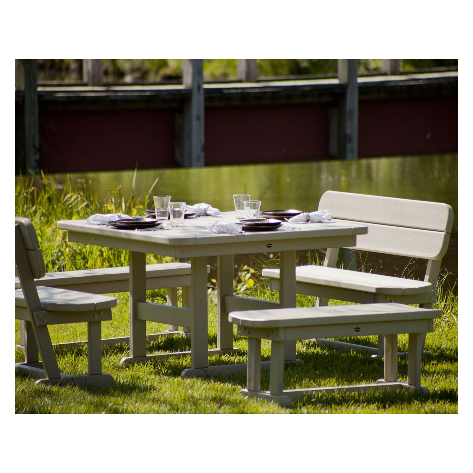 POLYWOOD Park 48" Square Table, Sand
